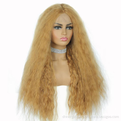 ready to ship passion twist ocean wave crochet braiding hair, perfect hairline gold synthetic wig with closure